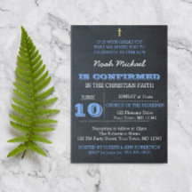 Invitation de confirmation en bleu Chalkboard