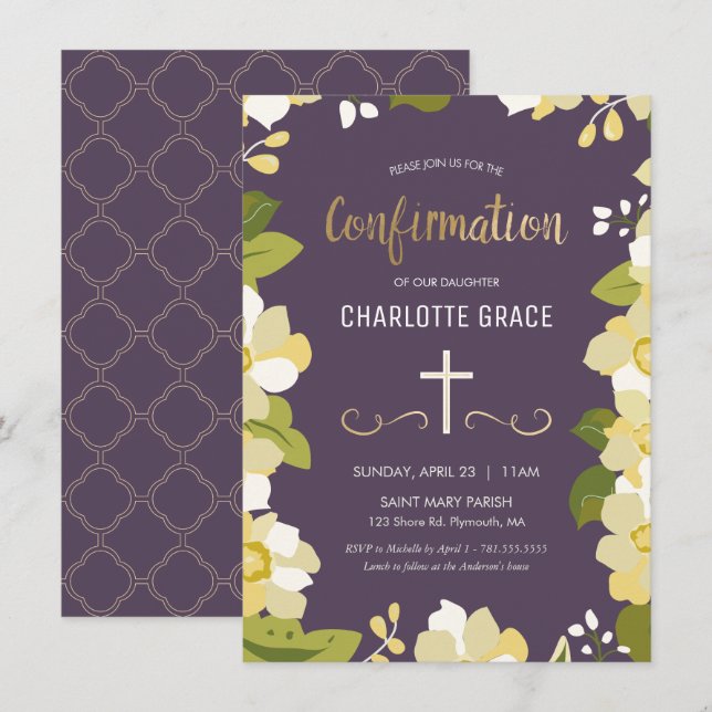 Invitation de confirmation, fille, personnalisatio (Devant / Derrière)