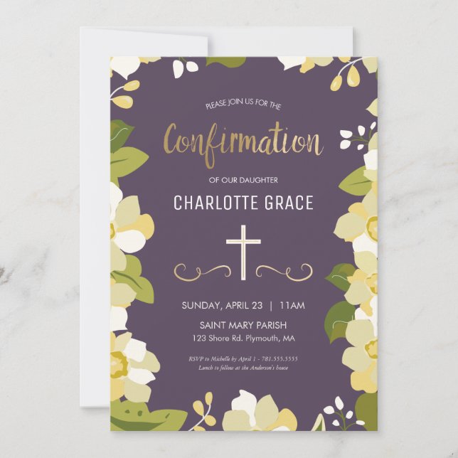 Invitation de confirmation, Fille, Personnaliser (Devant)