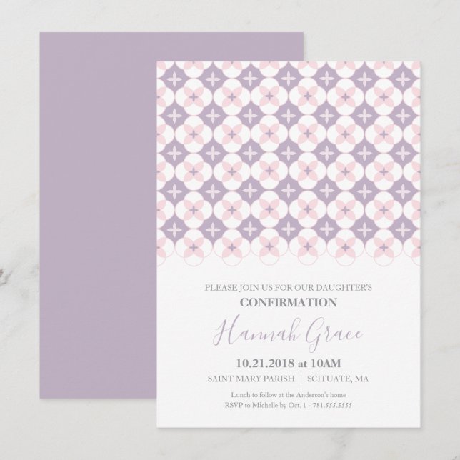 Invitation de confirmation - Fille simple, personn (Devant / Derrière)