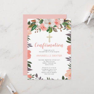 Invitation de confirmation florale de Corail Blush