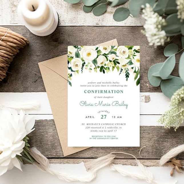 Invitation de confirmation Florale de verdure douc (Créateur téléchargé)