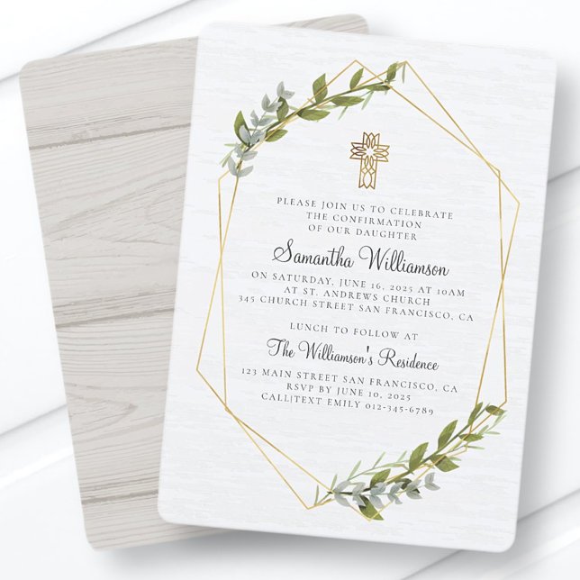 Invitation de confirmation géométrique Rustique (Créateur téléchargé)