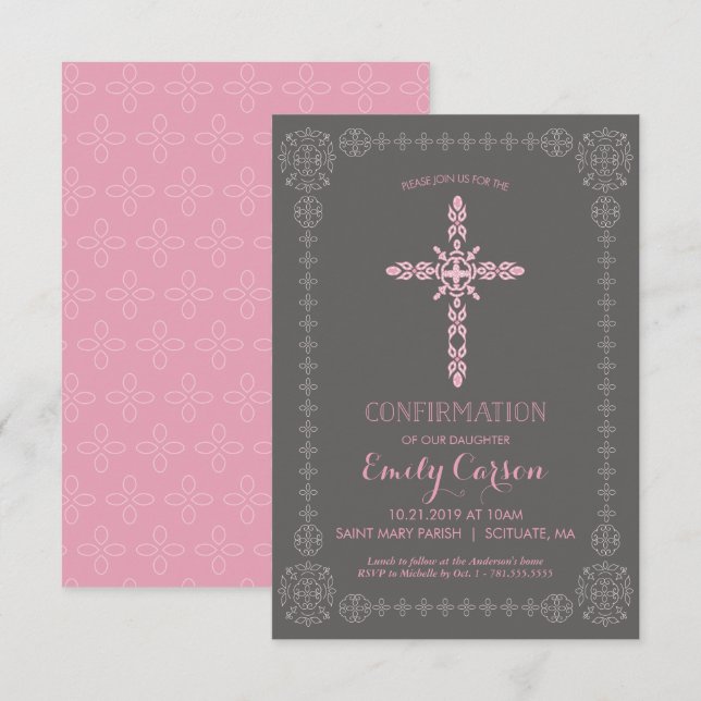 Invitation de confirmation, Invitation de filles a (Devant / Derrière)