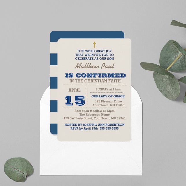 Invitation de confirmation Marine Blue & Silver (Créateur téléchargé)
