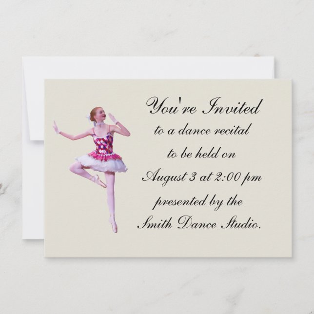 Invitation de considérant de danse, ballerine, (Devant)