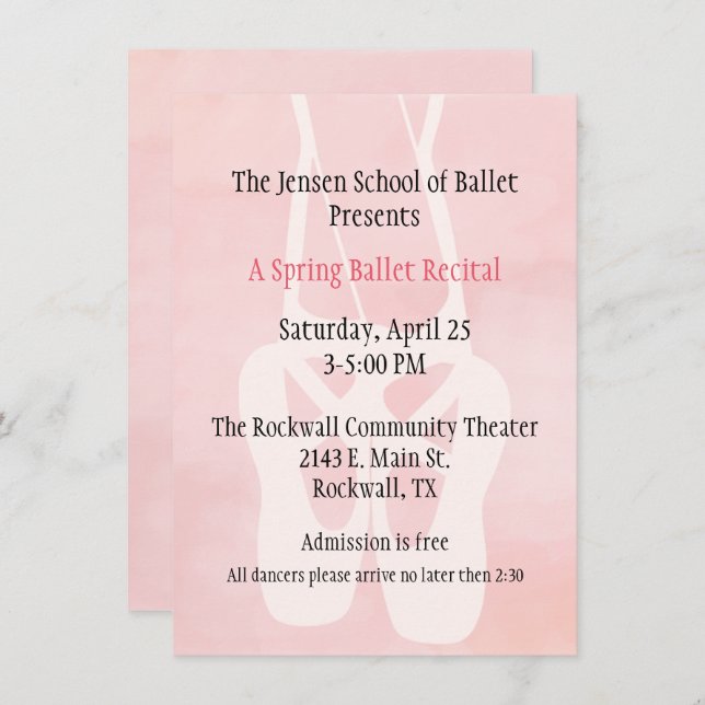 Invitation de considérant de danse d'école de (Devant / Derrière)