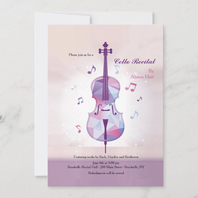 Invitation de considérant de violoncelle (Devant)
