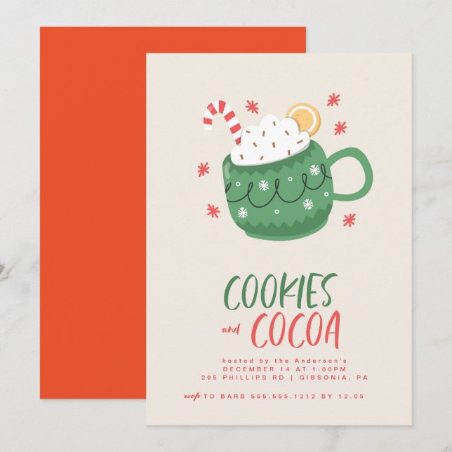 Invitation de Cookies et Cocoa Party (Devant / Derrière)