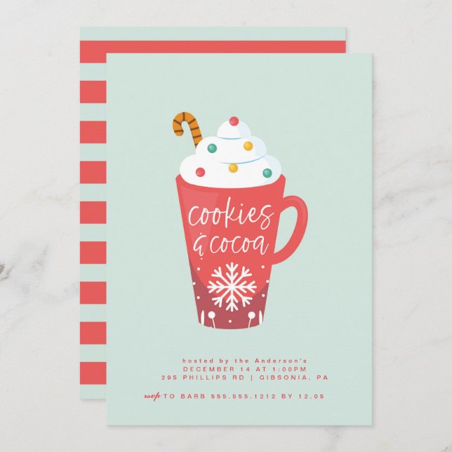 Invitation de Cookies et Cocoa Party (Devant / Derrière)