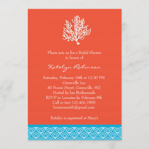 Invitation de corail de Fête de la mariée