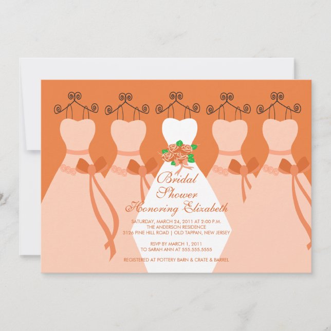 Invitation de corail de Fête de la mariée de (Devant)