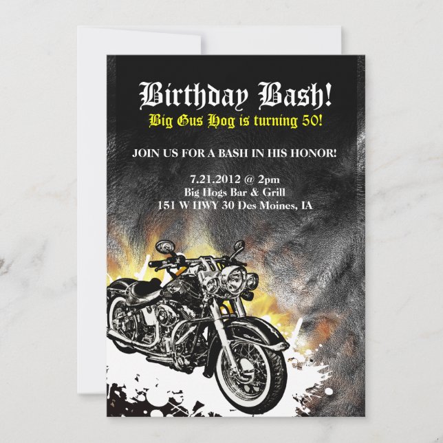 Invitation de coup d'anniversaire de route de (Devant)
