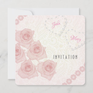 Invitation de couple aux roses vintage roses