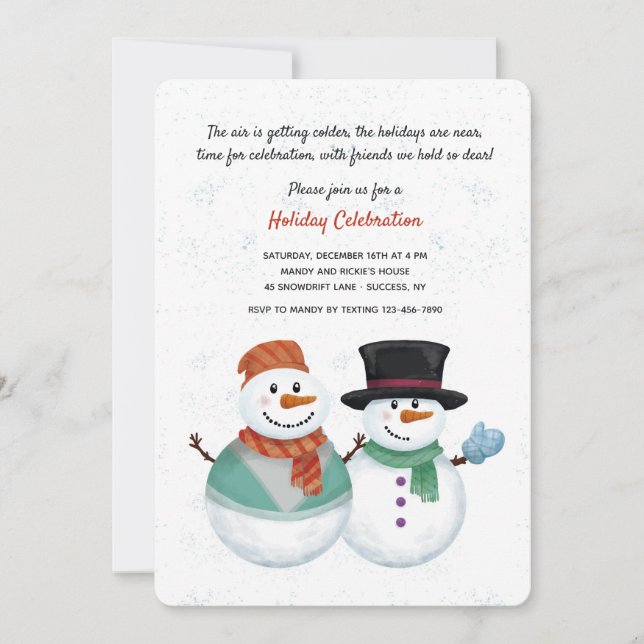 Invitation de couple Snowman (Devant)