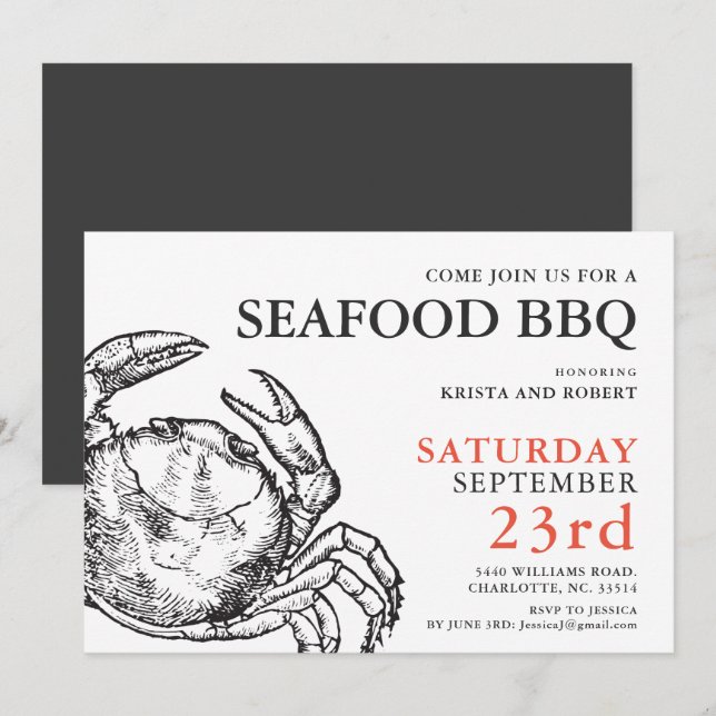 Invitation de coutume de partie de fruits de mer (Devant / Derrière)