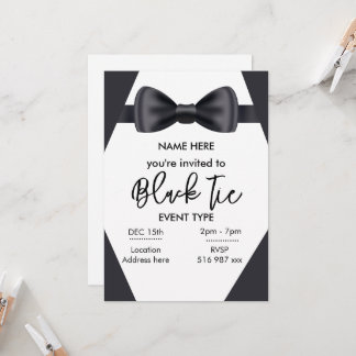 Invitation de cravate noire personnalisée