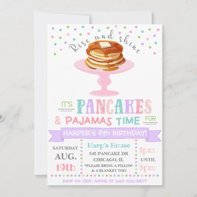 Invitation de crêpes et pyjamas | Pajama Party (Devant)