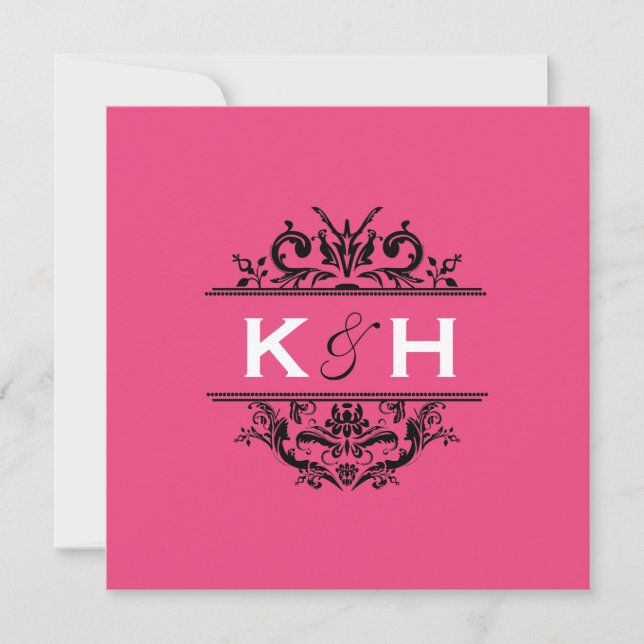 Invitation de crête de roses indien et de carré (Devant)