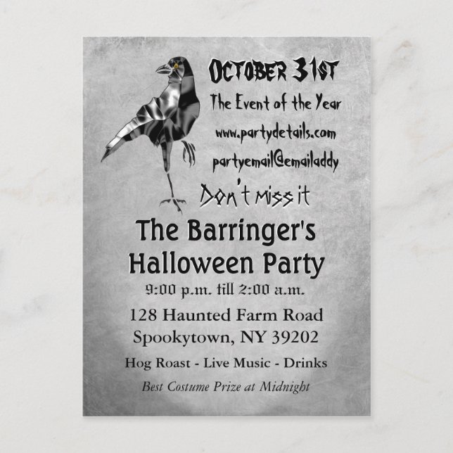 Invitation de Crow Halloween (Devant)
