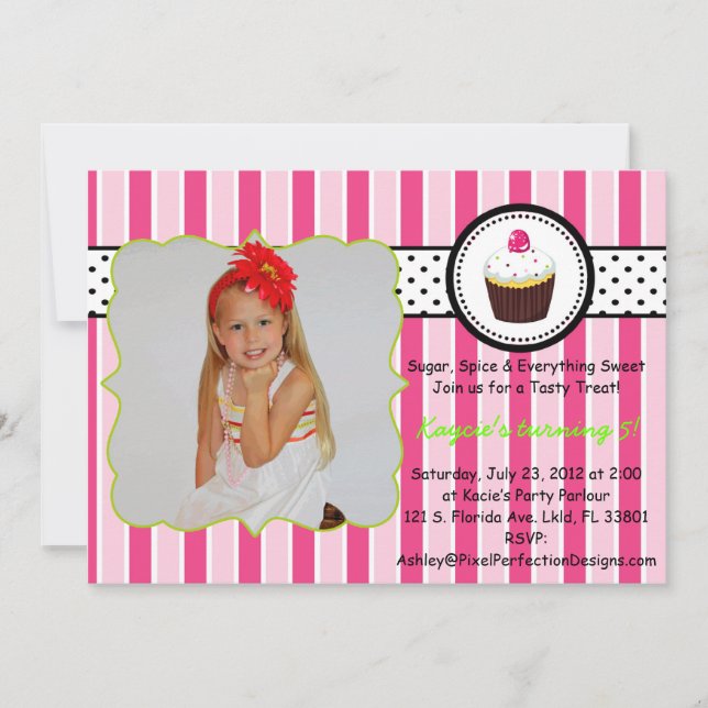 Invitation de Cupcake rose (Devant)