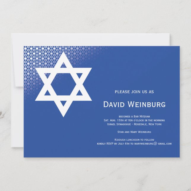 Invitation de David Blue Bar Mitzvah (Devant)