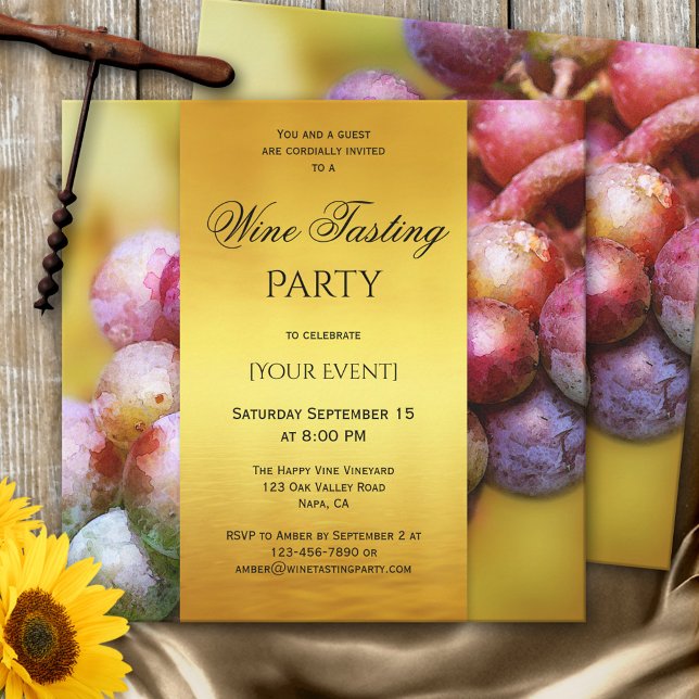 Invitation de dégustation de vin d'or artistique m (Créateur téléchargé)