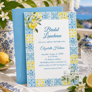 Invitation de déjeuner de mariage en carrelage ble