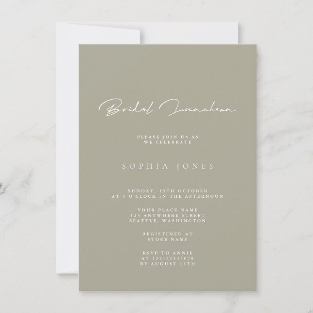 Invitation de déjeuner nuptiale minimaliste (Devant)