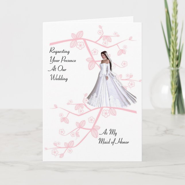 Invitation de demoiselle d'honneur avec fleurs de  (Devant)