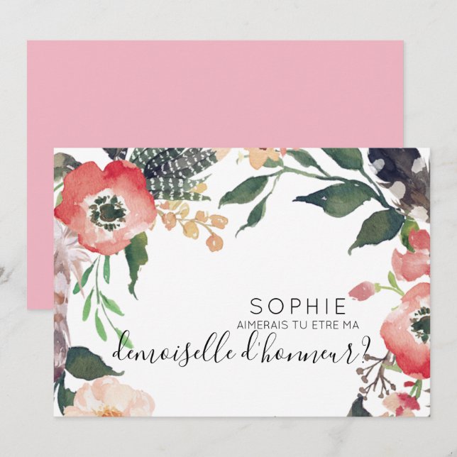 invitation de demoiselle d'honneur personnalisée (Devant / Derrière)
