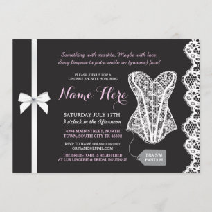 Invitation de dentelle de douche en lingerie rose 
