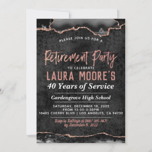 Invitation de départ à la retraite Agate Rose Gold