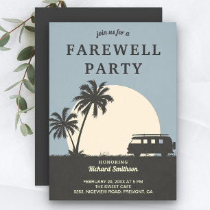Invitation de départ de fête de van tropical vinta