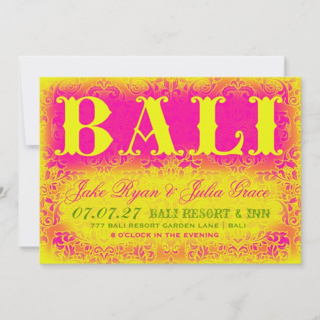 Invitation de destination de BALI (Devant)