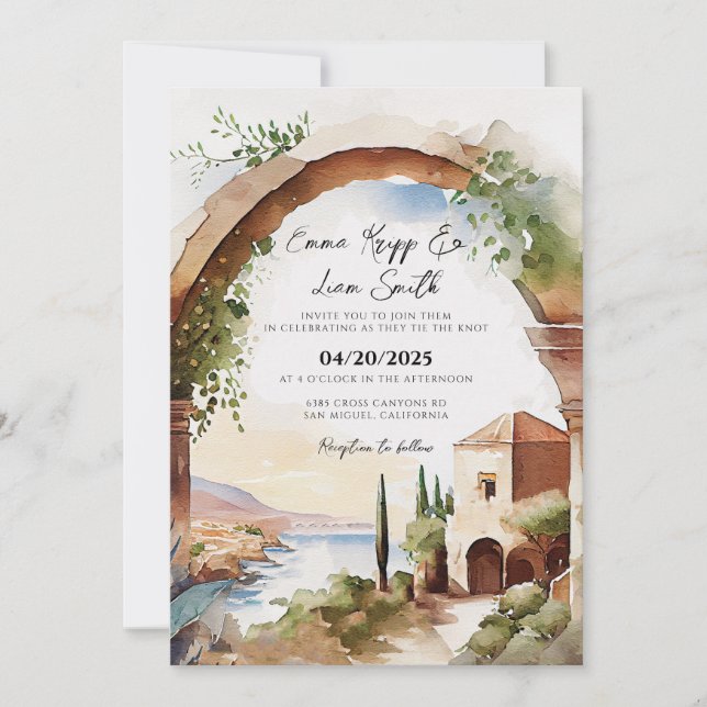 Invitation de destination de mariage grec de Rhode (Devant)
