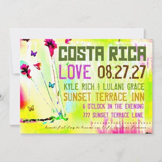 Invitation de destination du COSTA RICA (Devant)
