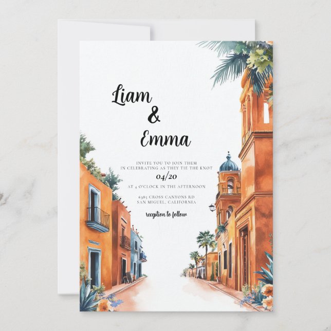 Invitation de destination Mariage du Mexique (Devant)