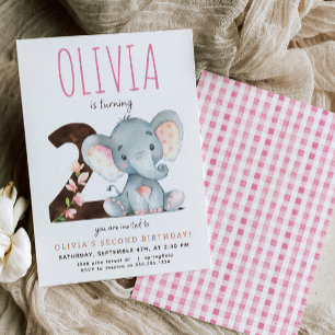 Invitation de deuxième anniversaire de l'éléphant