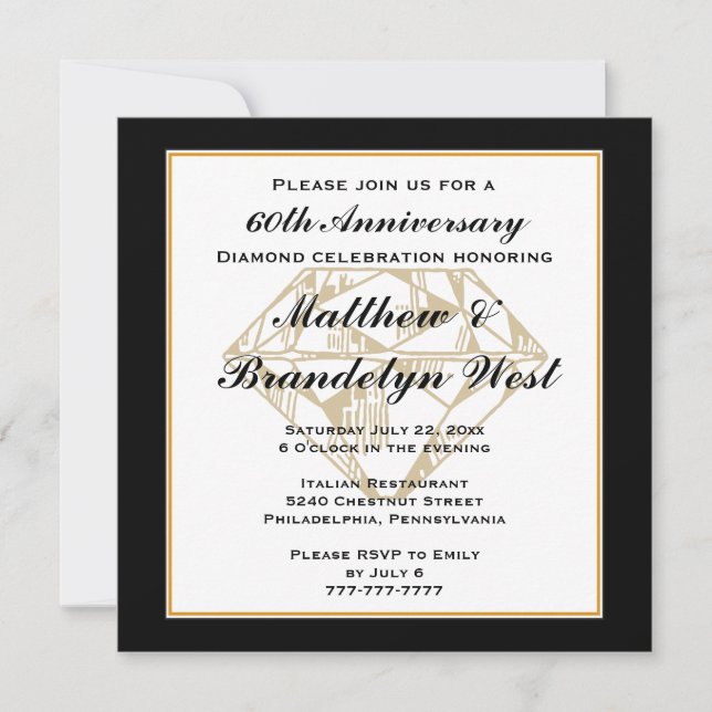 Invitation de diamant du 60e anniversaire (Devant)