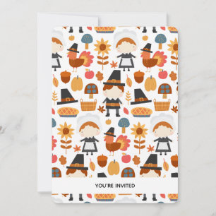 Invitation de dîner de modèle de récolte de pèleri