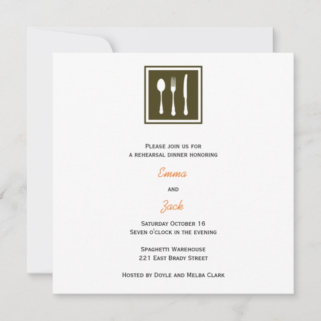invitation de dîner de répétition (Devant)