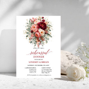 Invitation de dîner de répétition bohème rouge pro