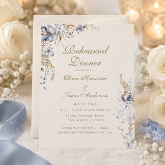 Invitation de dîner de répétition botanique bleu p