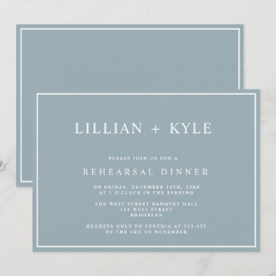 Invitation de dîner de répétition chic simple bleu