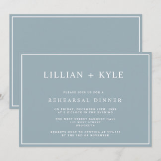 Invitation de dîner de répétition chic simple bleu
