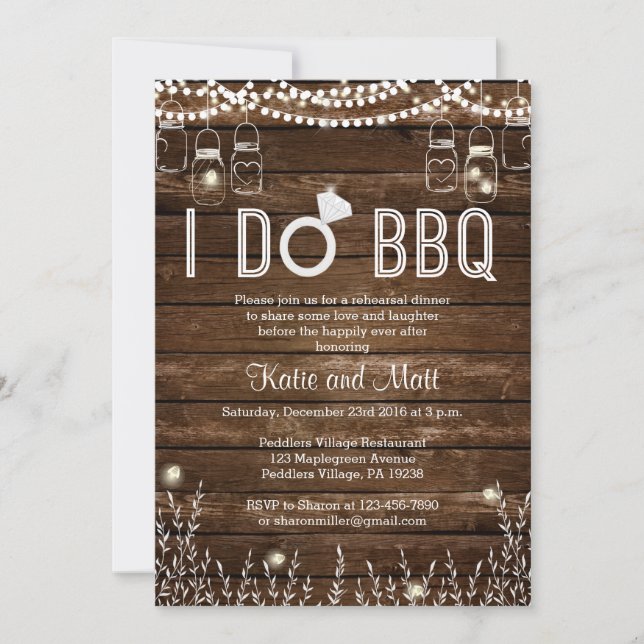 Invitation de dîner de répétition de BBQ (Devant)