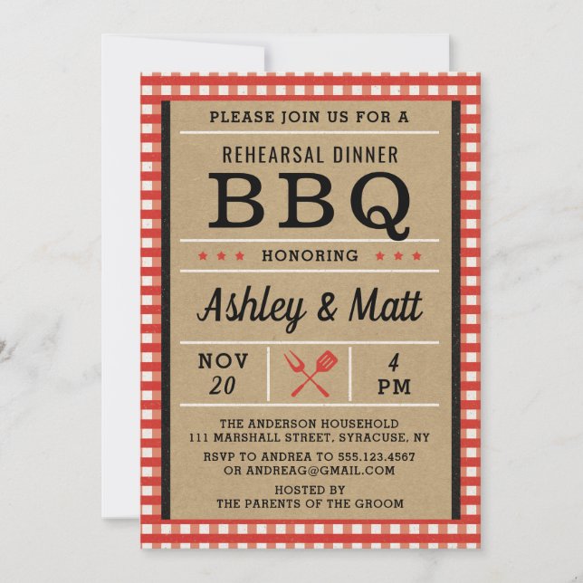 Invitation de dîner de répétition de BBQ (Devant)
