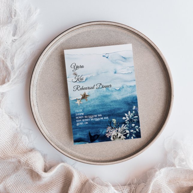 Invitation de dîner de répétition de l'océan rusti (Créateur téléchargé)