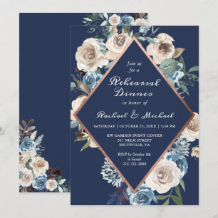Invitation de dîner de répétition Rose Gold Navy
